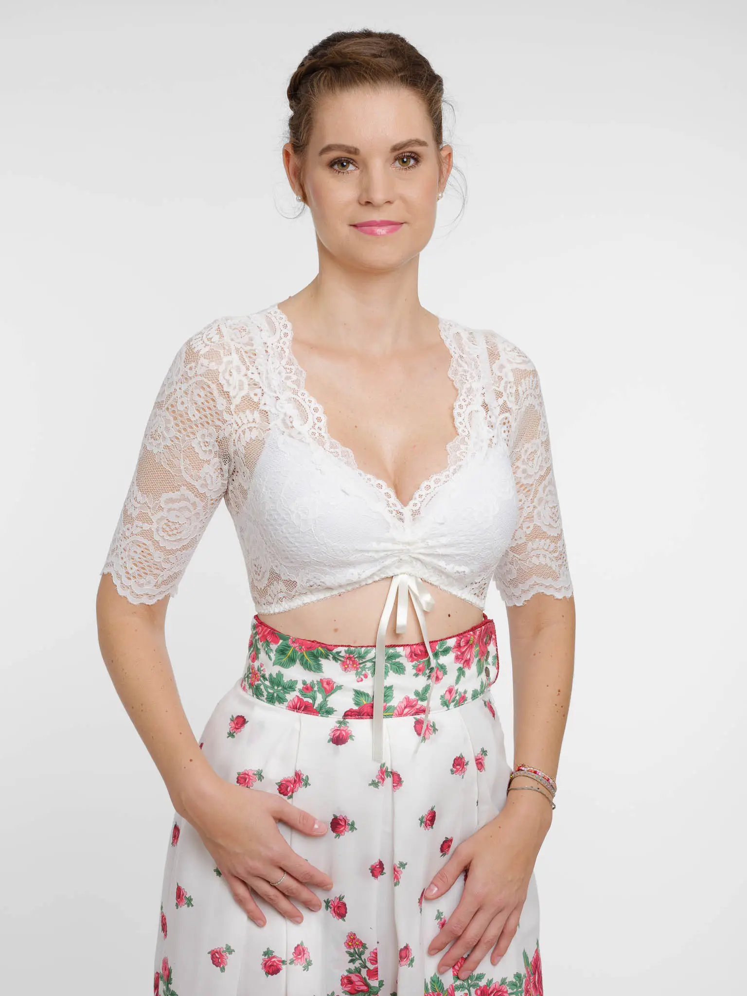 Dirndlbluse Raffaela in offwhite von My Choice Spitzenbluse weiß