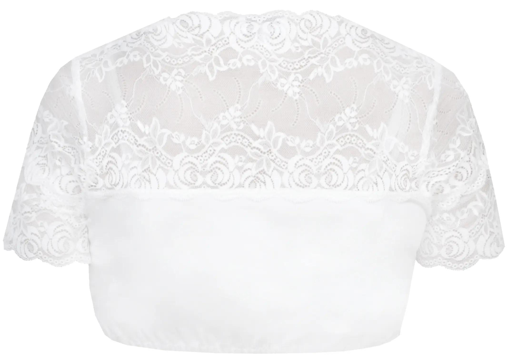 Stretch-Dirndlbluse Irma-Kosira in weiß aus Spitze - Rückansicht
