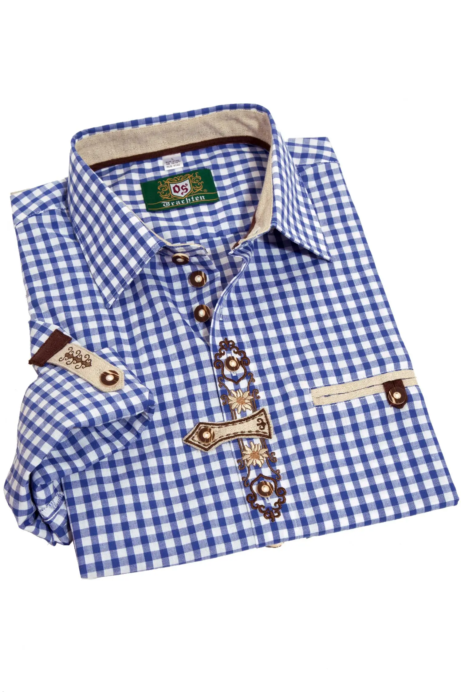 Herren Landhaus Trachtenhemd blau weiß