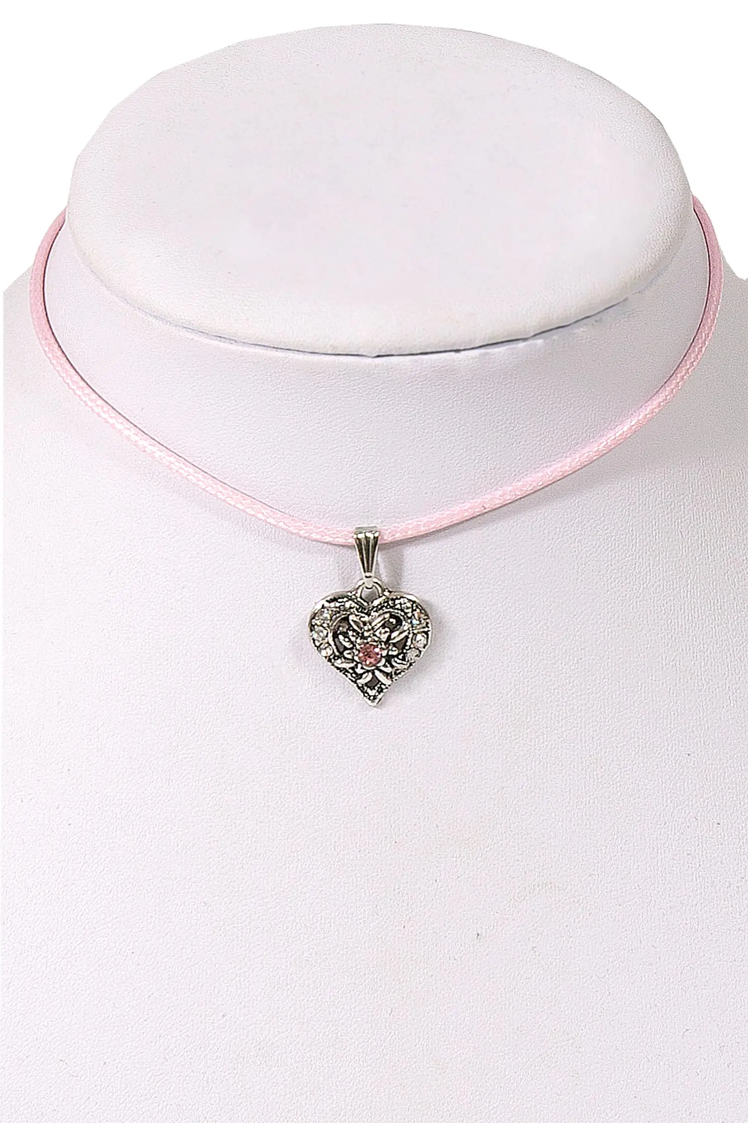 Kinder Trachtenkette in rosa mit silbernem Herz Büste