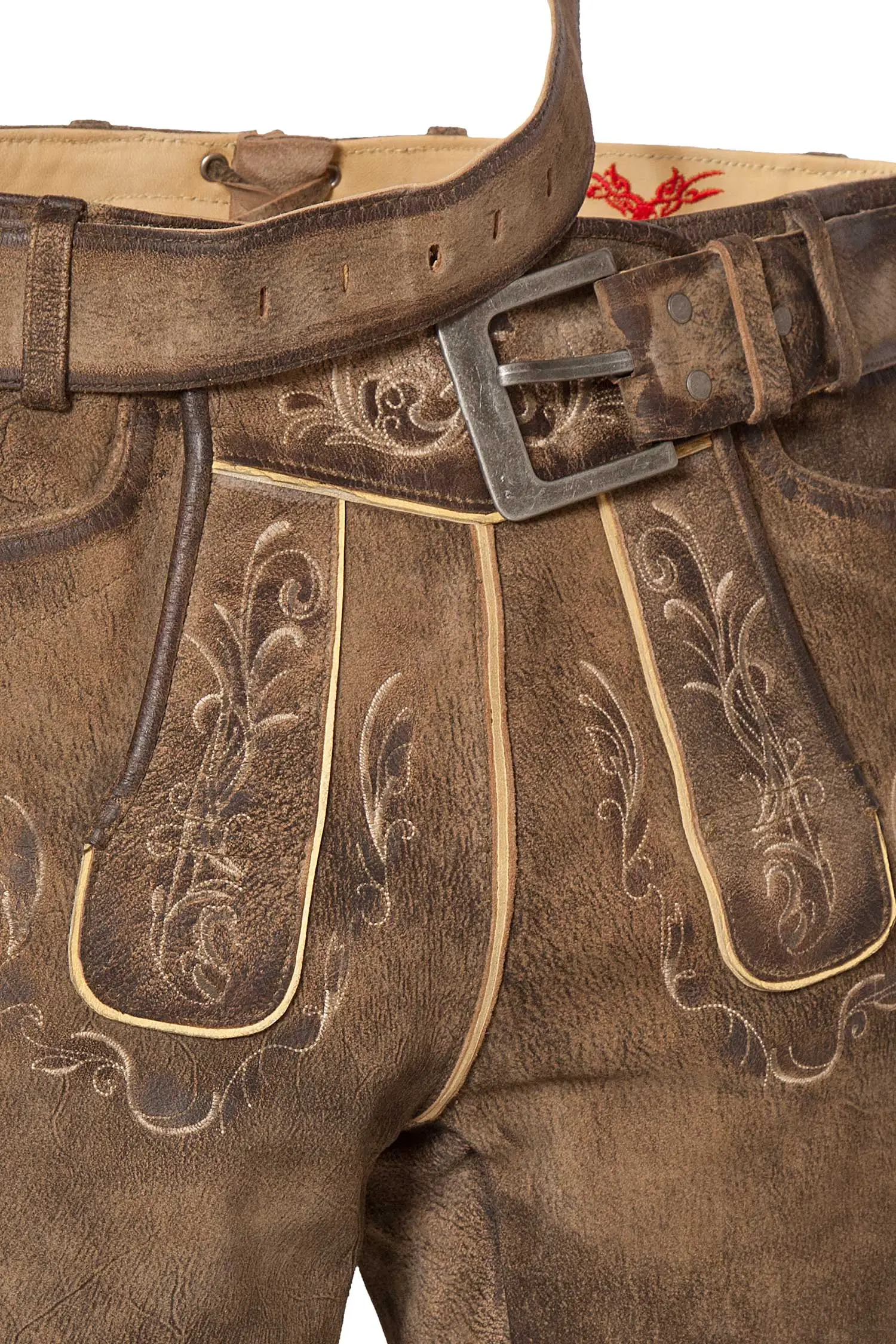 Kurze Lederhose in mittelbraun von Hallodri Latz