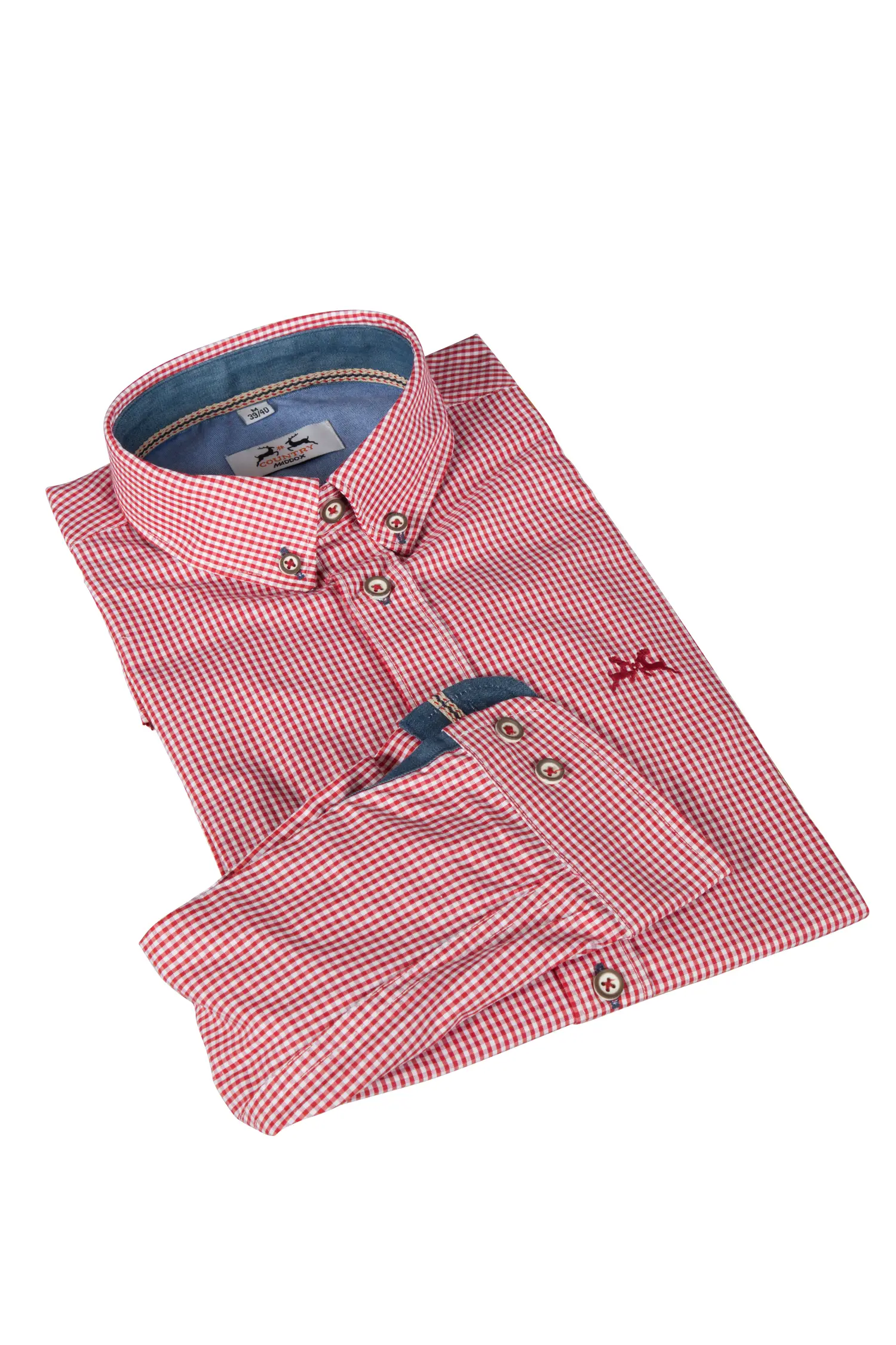 Trachtenhemd in rot/weiß kariert