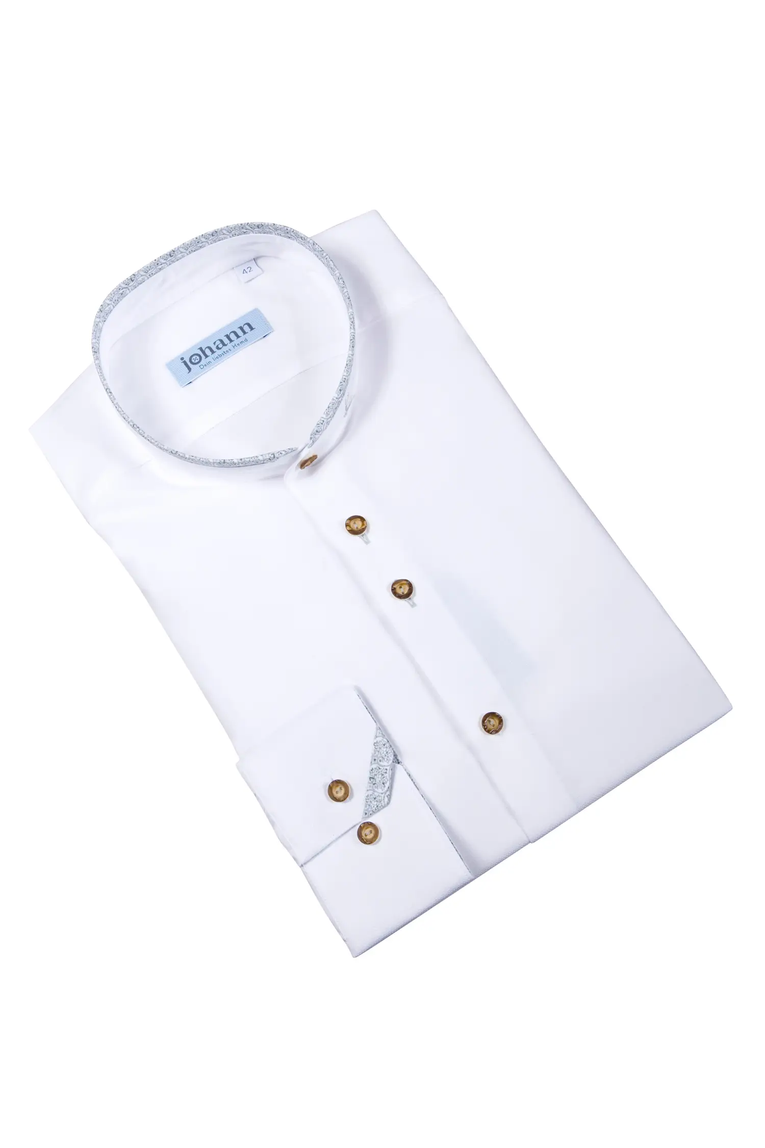 Oxford Trachtenhemd weiß / grün / grau