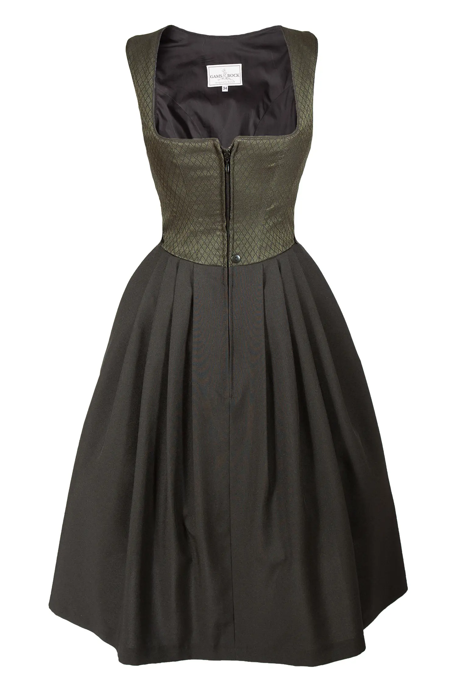 Bequemes Dirndl in schwarz / oliv mit Schimmer-Mieder