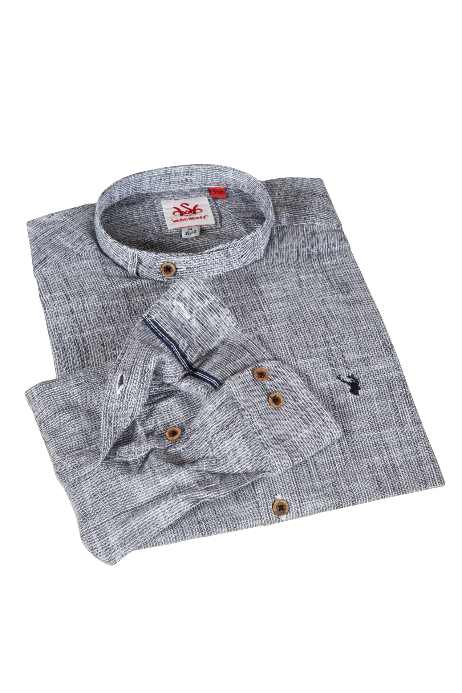 Trachtenhemd Arnold in schwarz mit Stehkragen