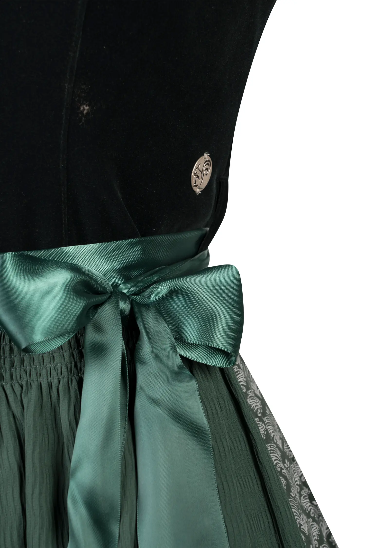 Dirndl Gerach in Tannenfarben Detail Mieder