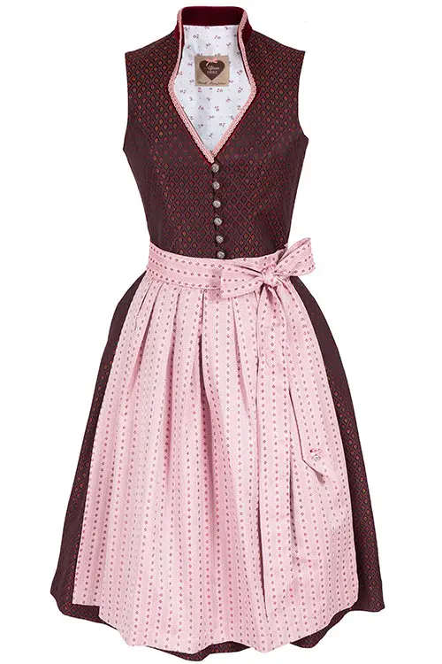Designer Dirndl Paula von Alpenherz in bordeaux und rosa 