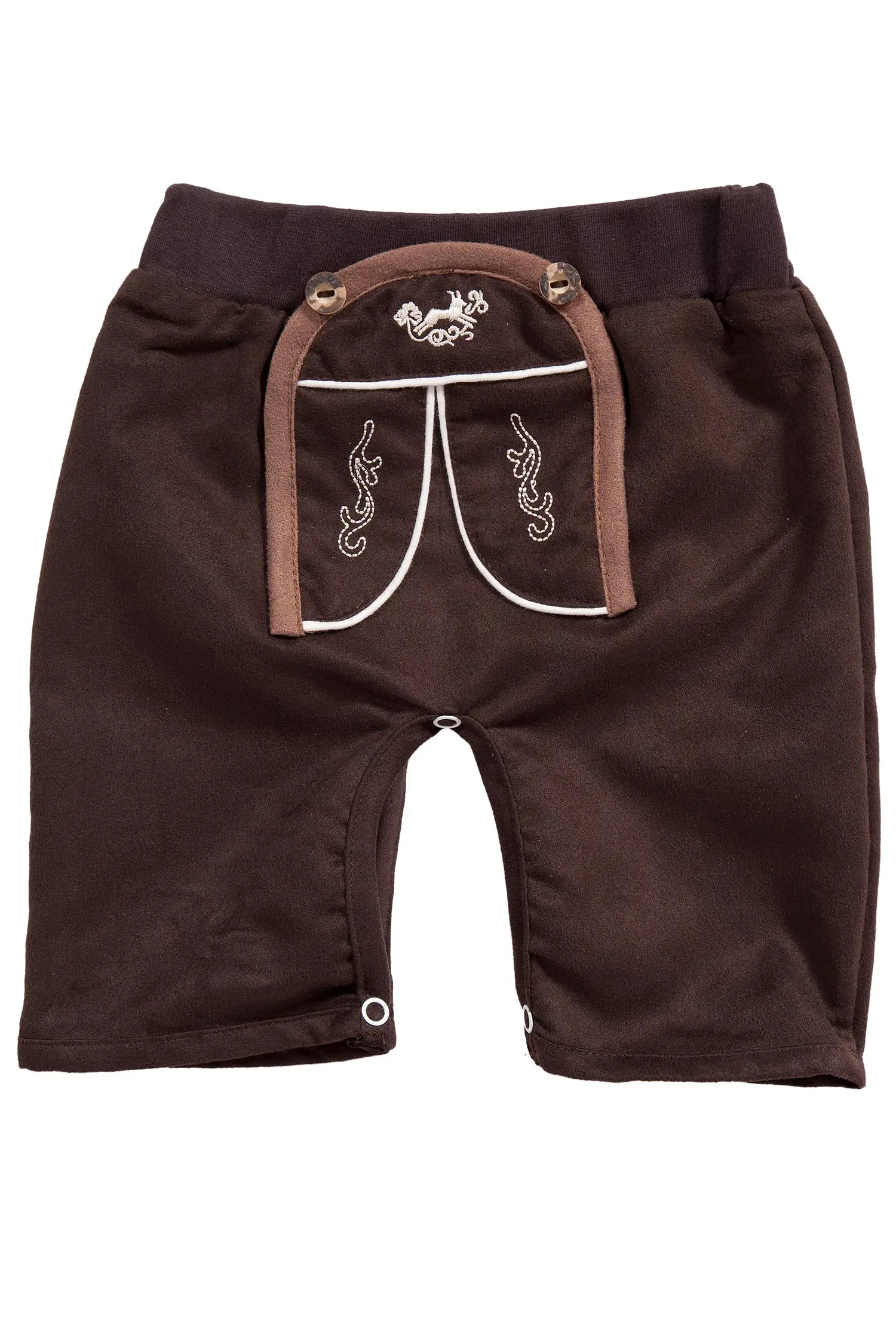 Baby Strampelhose in braun im Lederhosen Look