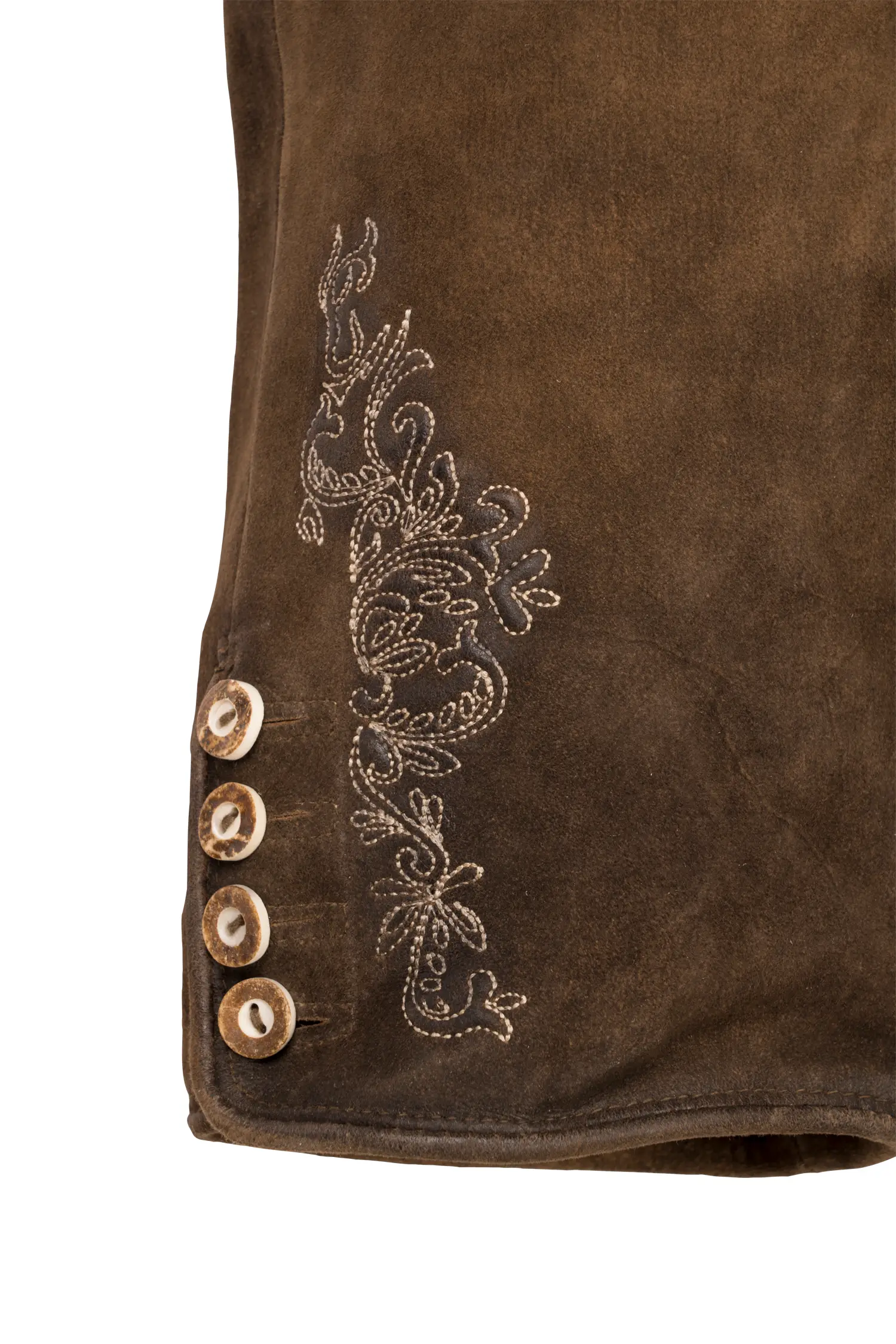 Lederhose Olivia in Braun Detail Stickerei