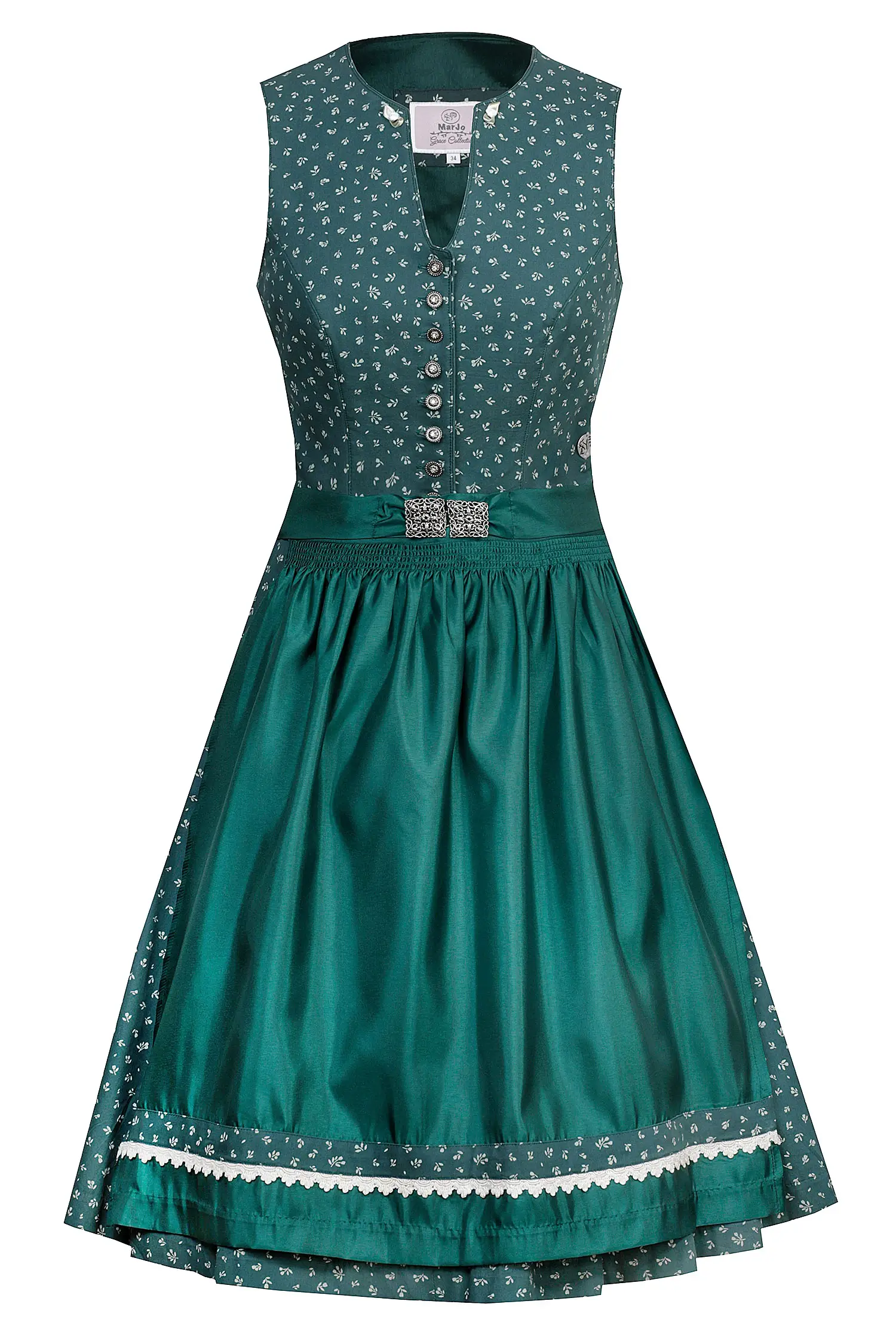 Dirndl Franka in flaschengrün mit edler Schürze
