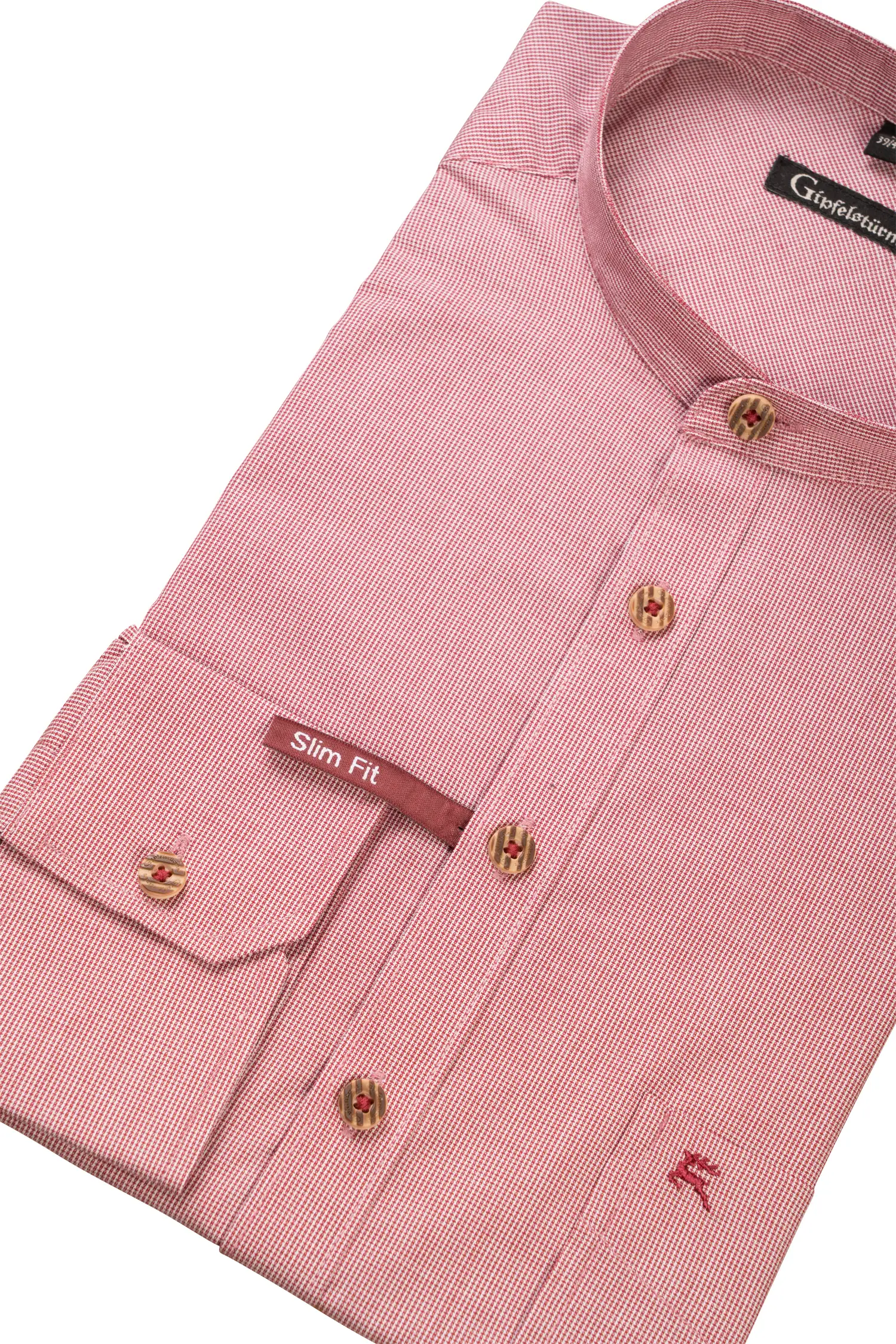 Gipfelstürmer Trachtenhemd mittelrot - Detail Ärmel
