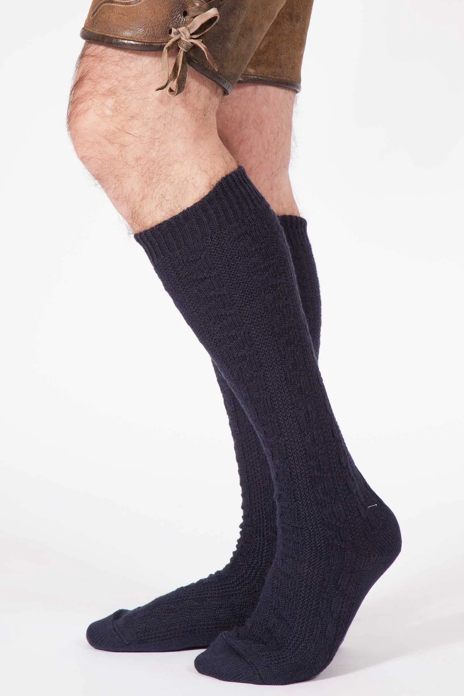 Herren Trachten Kniestrümpfe aus Wolle in dunkelblau