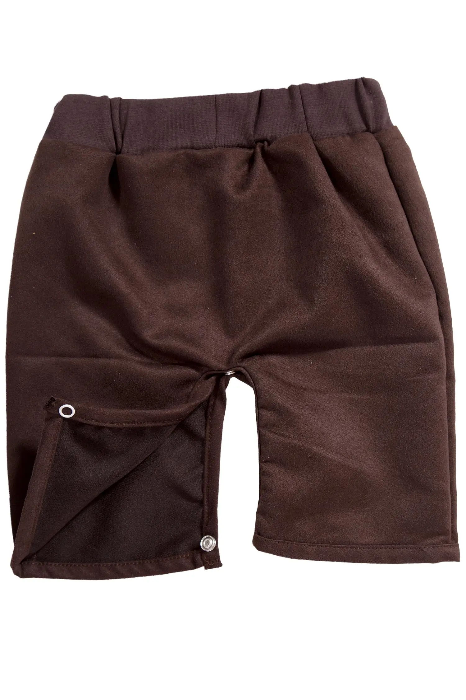 Baby Strampelhose in braun im Lederhosen Look hinten