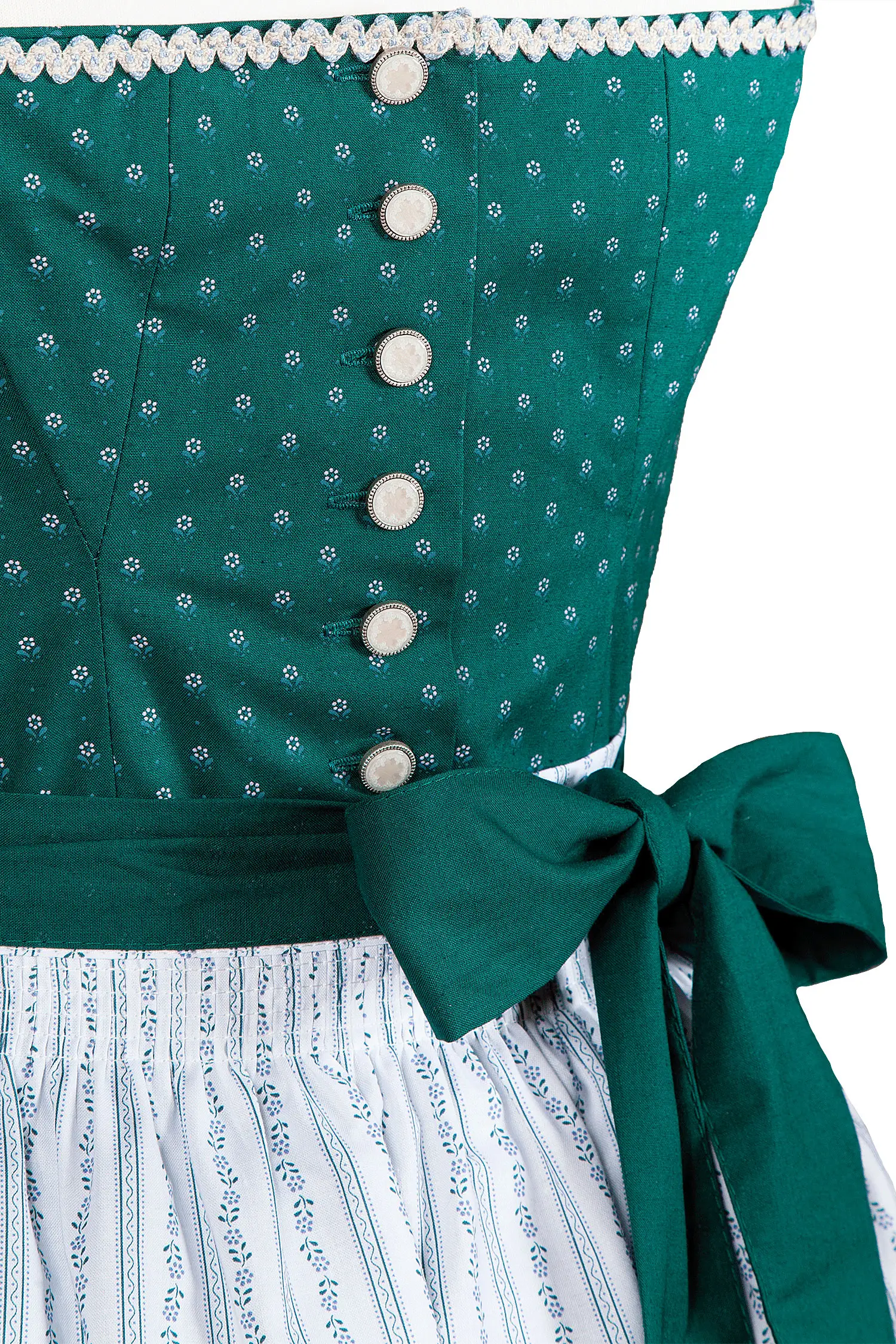 3091-1524-GN8-23-03a-3317-c Dirndl "Kamilla" in Smaragdgrün - Detail Büste