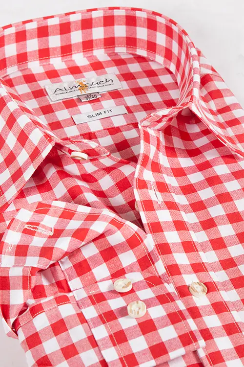 Trachtenhemd rot groß kariert slim fit 2