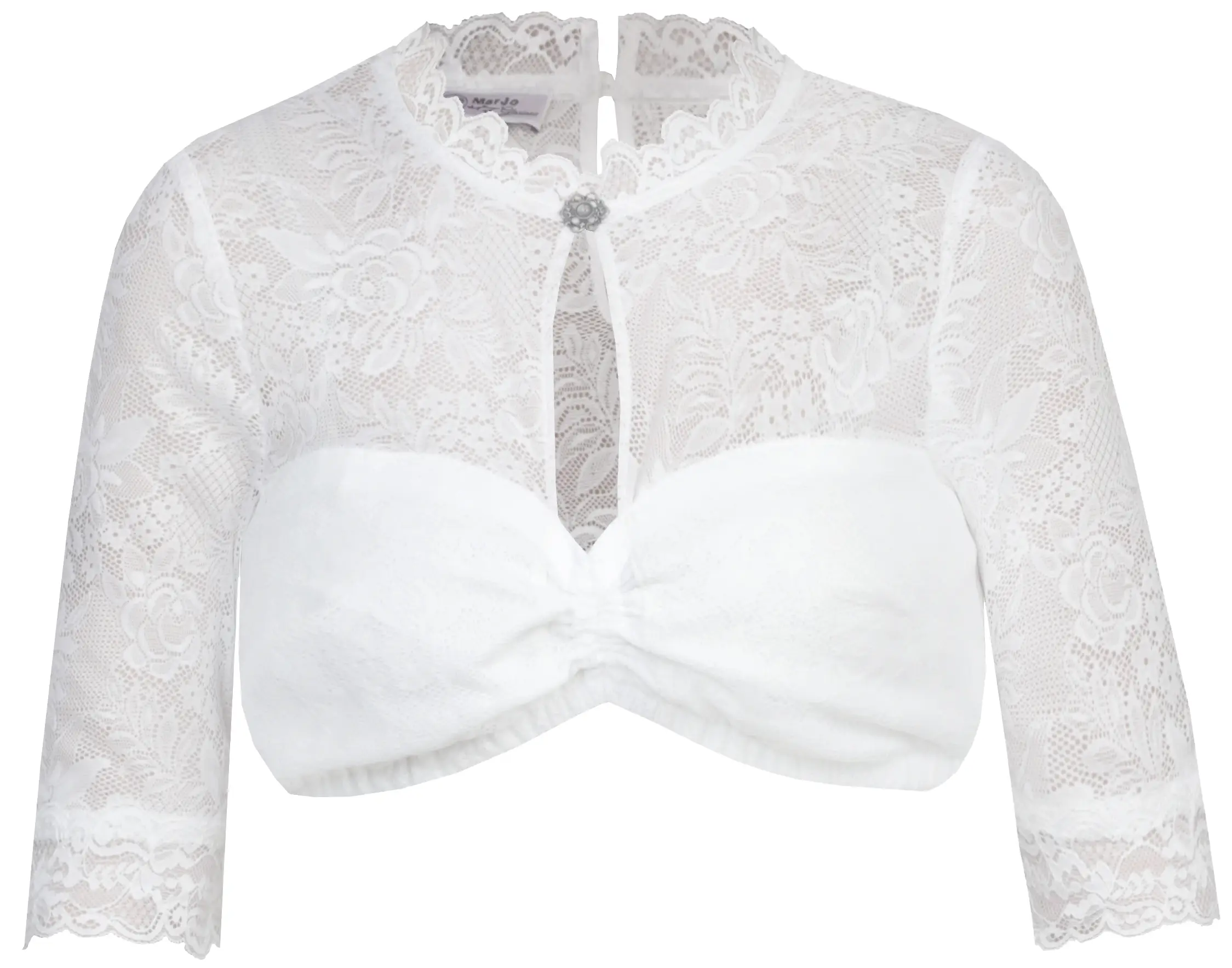 Dirndlbluse Irene-Norena weiß mit ovalem Ausschnitt